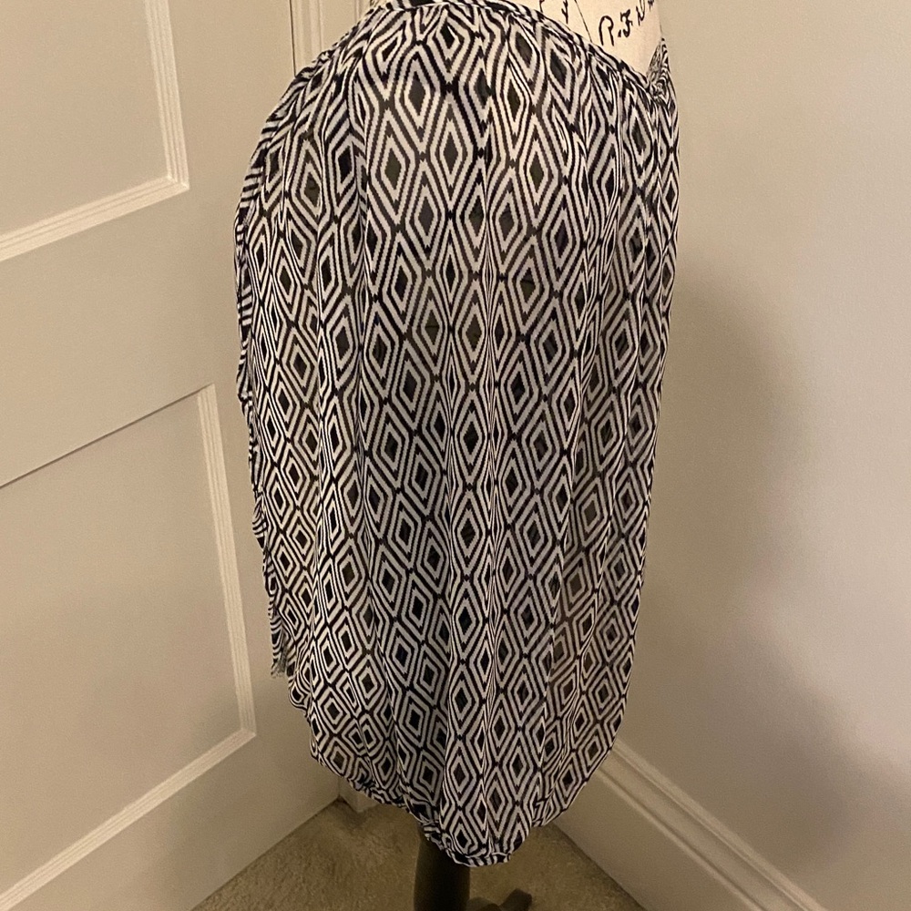 Olivia Moon Black and White Diamond Pattern Blouse - Picture 4 of 5